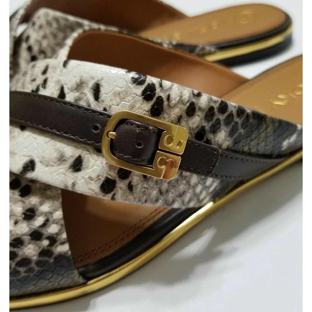 NWOB Tory Burch Delaney Embossed Snake Leather Sandal Slide Aspen Multi 10 $268
